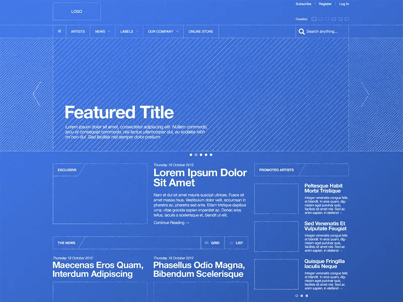 Traditional blueprint layout