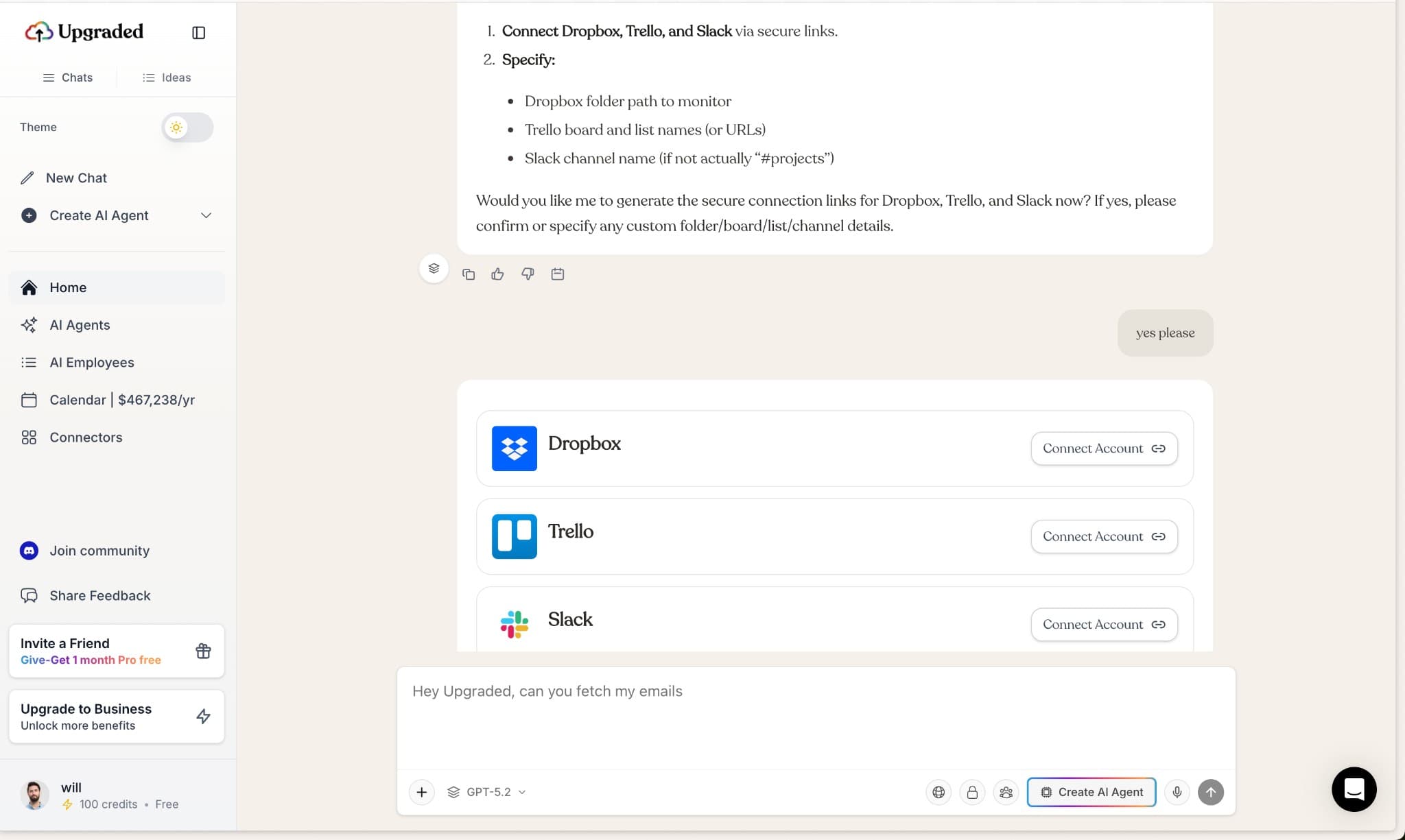 Connects any API, built on the fly.
